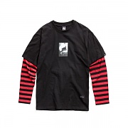 [URBAN STUFF] USF LAYERD STRIPE SLEEVE TEE BLACK