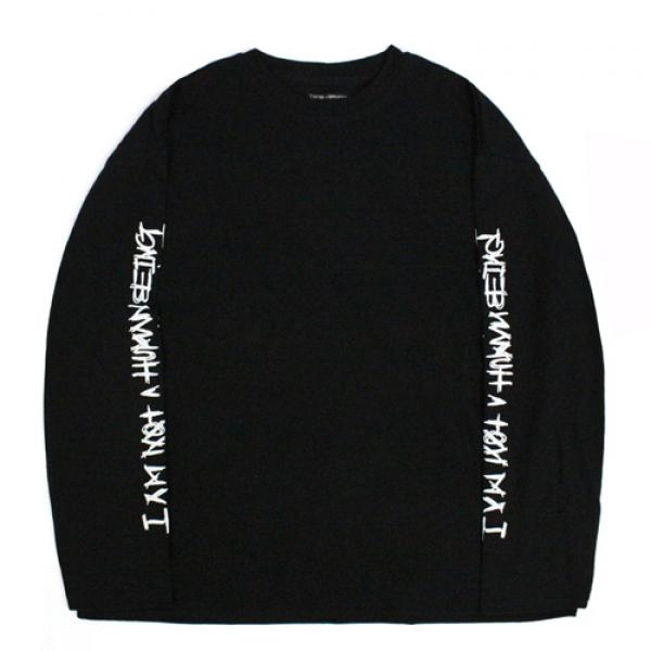 BASIC LOGO FOAMING PRINTING LONG SLEEVE - BLACK