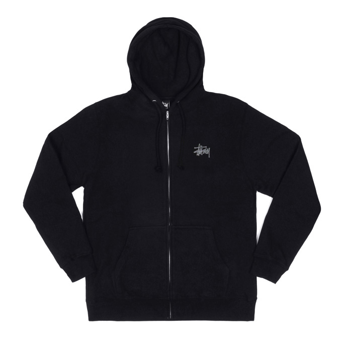 BASIC STUSSY ZIP HOOD-BLACK