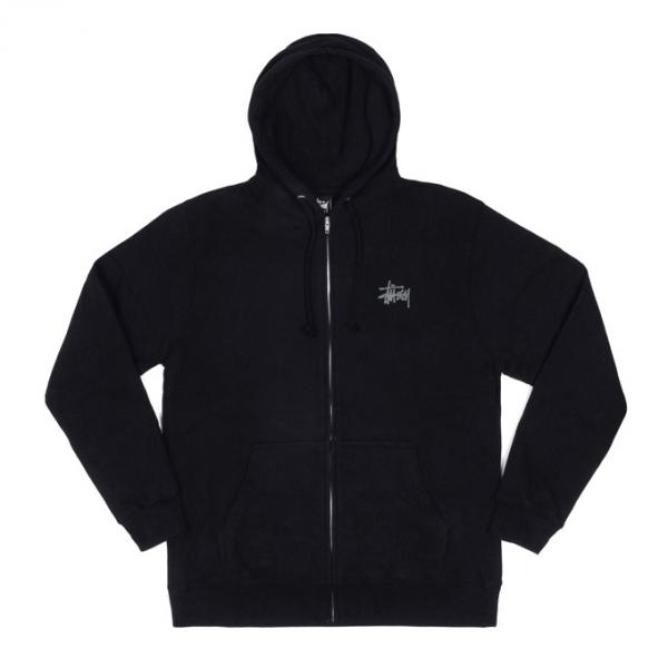 BASIC STUSSY ZIP HOOD-BLACK