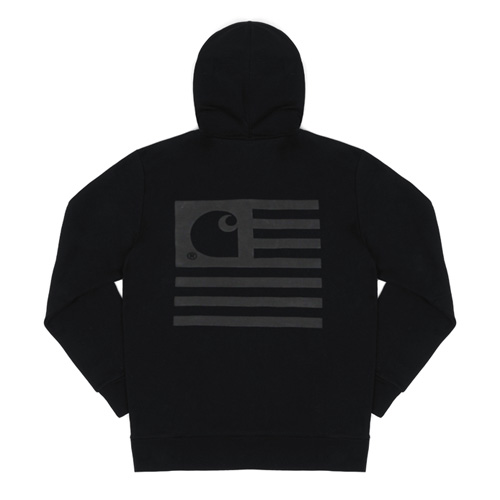 (I019968) HOODED STATE FLAG SWEATSHIRT-BLACK/BLACK