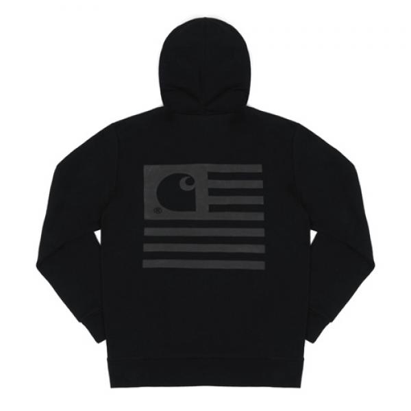 (I019968) HOODED STATE FLAG SWEATSHIRT-BLACK/BLACK
