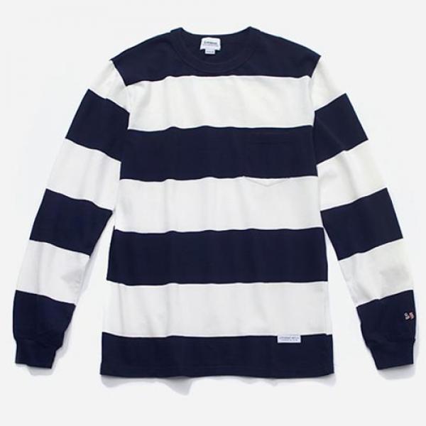 FW L/S STRIPE T-SHIRTS-WHT/NVY