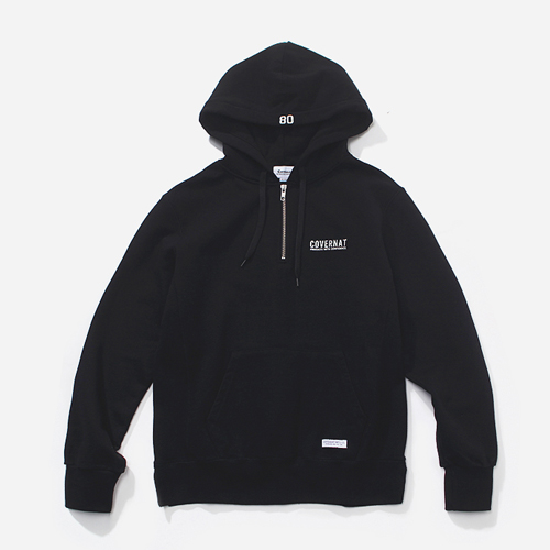 FW HALF ZIP UP HOODIE-BLACK