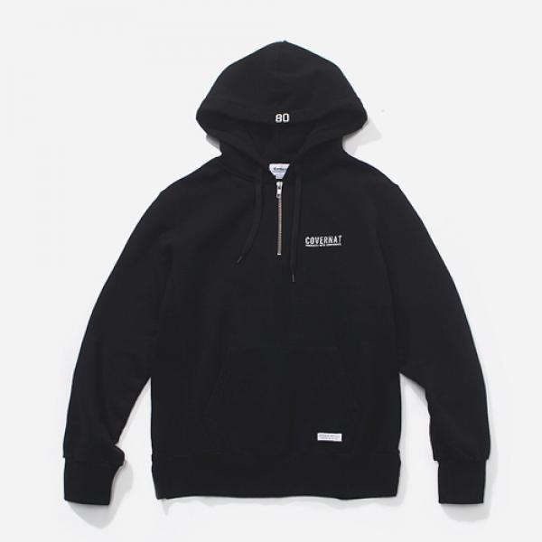 FW HALF ZIP UP HOODIE-BLACK