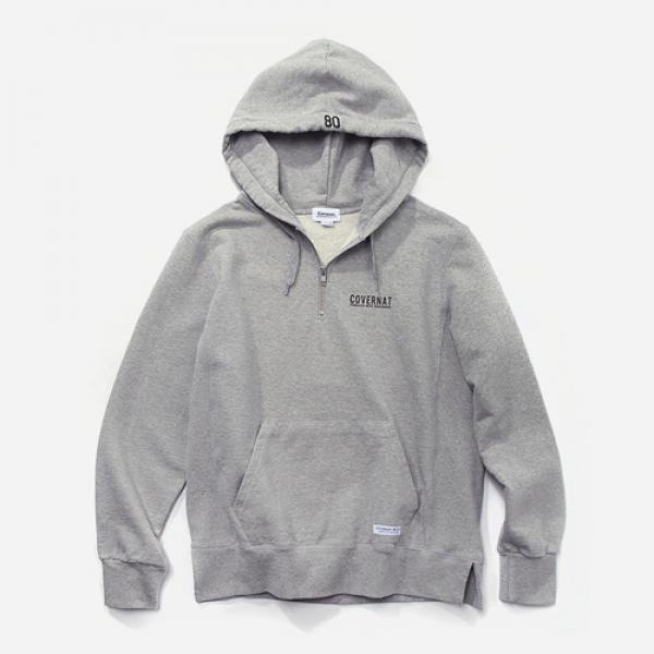 FW HALF ZIP UP HOODIE-GRAY