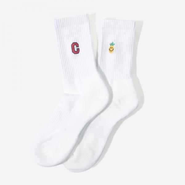 FW PINEAPPLE SMILE SOCKS-IVORY
