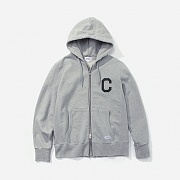 FW C LOGO HOODIE ZIPUP-GREY
