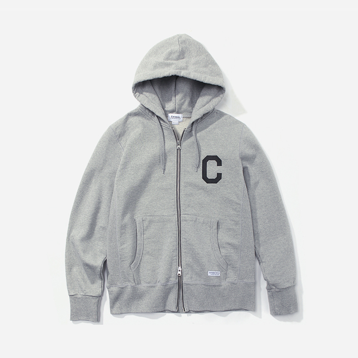 FW C LOGO HOODIE ZIPUP-GREY