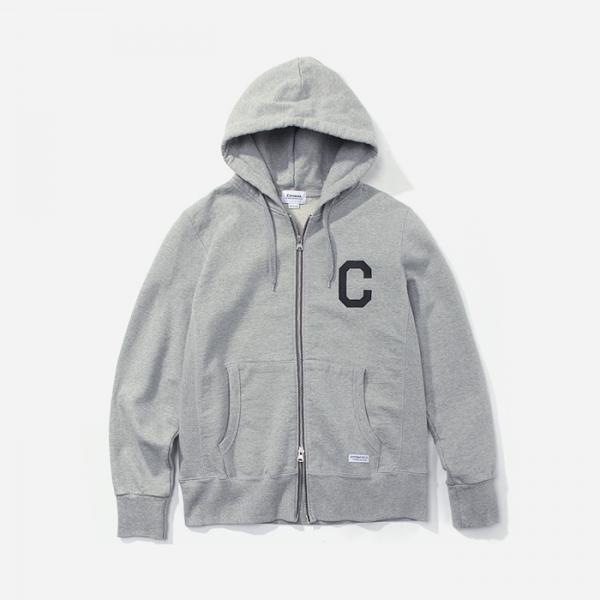 FW C LOGO HOODIE ZIPUP-GREY