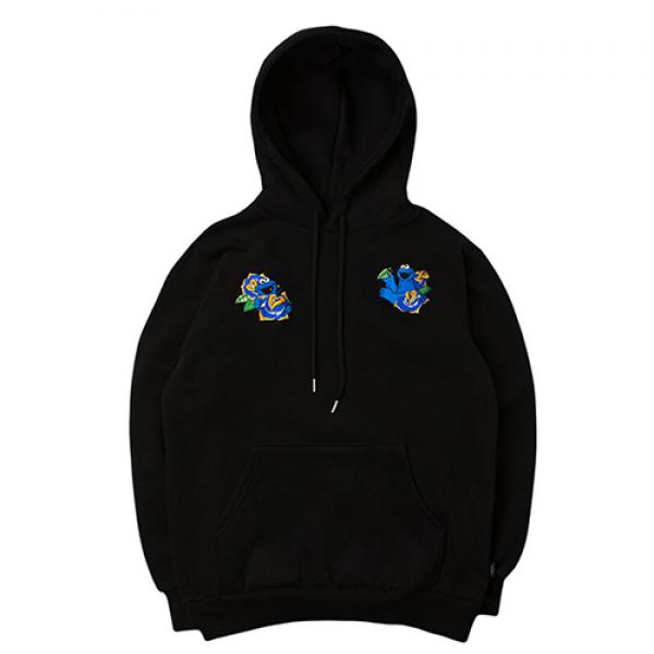 [ROMANTIC CROWN] COOKIE MONSTER ROSE HOODIE_BLACK