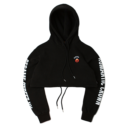 [ROMANTIC CROWN] LALALA CROP HOODIE_BLACK