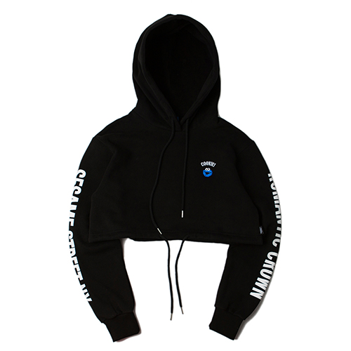 [ROMANTIC CROWN] COOKIE MONSTER CROP HOODIE_BLACK