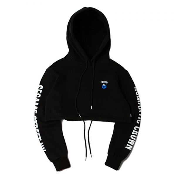 [ROMANTIC CROWN] COOKIE MONSTER CROP HOODIE_BLACK