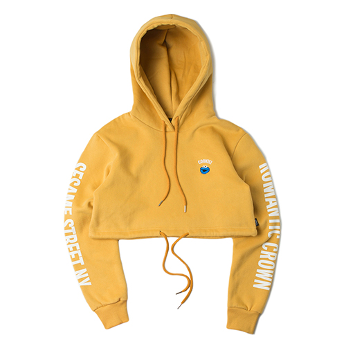 [ROMANTIC CROWN] COOKIE MONSTER CROP HOODIE_MUSTARD