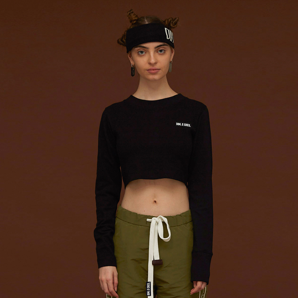 BACK LOGO CROP SLEEVE T_BLACK