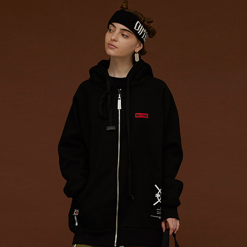 DIM. HOOD ZIP-UP_BLACK