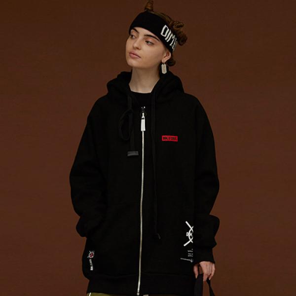 DIM. HOOD ZIP-UP_BLACK