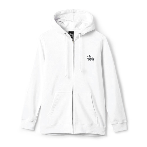BASIC STUSSY ZIP HOOD-WHITE