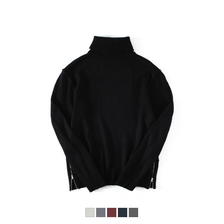 Side Zipper Turtleneck Knit