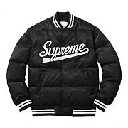 Script Varsity Puffy Jacket - Black