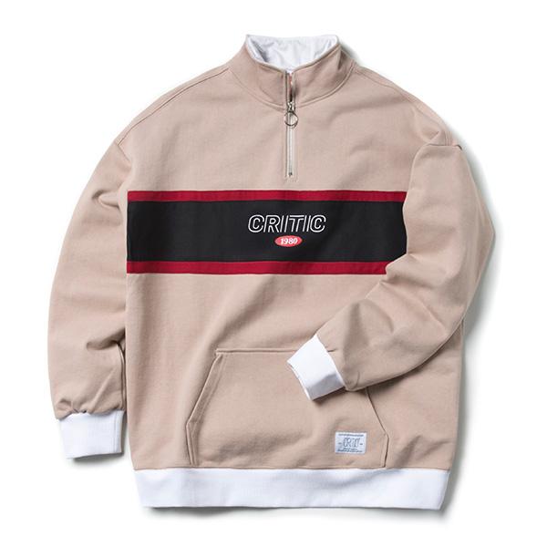 HALF ZIP UP OVERFIT SWEATSHIRT (BEIGE)_CTOEPCR06UE1