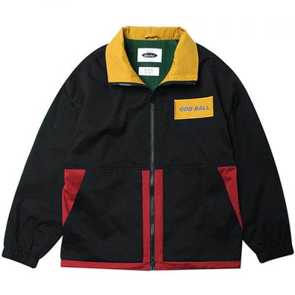 COLOR-BLOCK RETRO SPORTS JACKET-BLACK