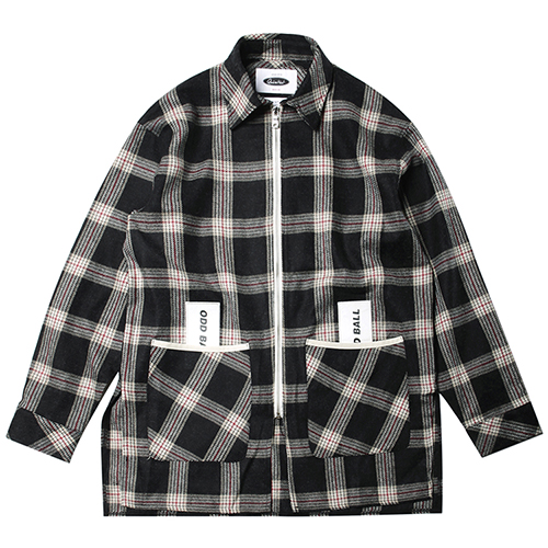 OVERSIZE CHECK SHIRTS-JACKET-BLACK