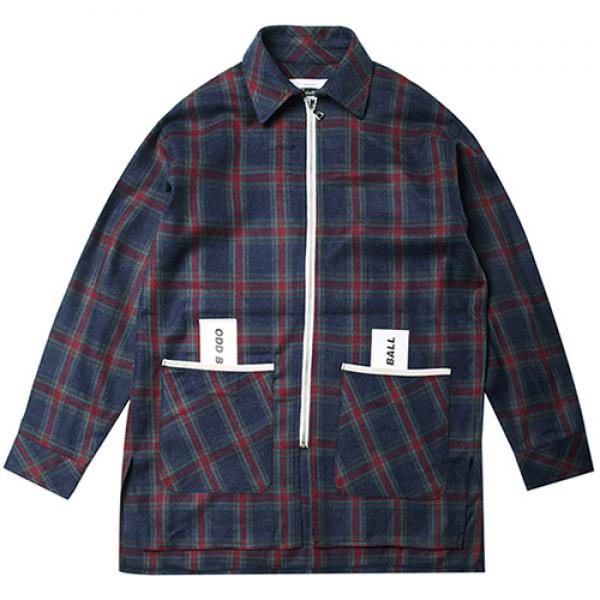 OVERSIZE CHECK SHIRTS-JACKET-BLUE