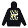FLORAL BLOCK ZIP-UP HOODIE - BLACK