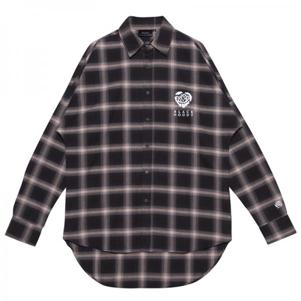 HEART ROSE FLANNEL CHECK SHIRT BLACK