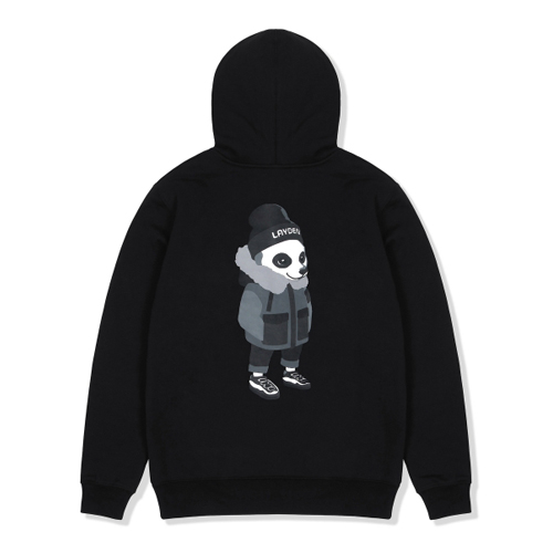 WINTER LAYGOM ZIP-UP HOODIE - BLACK