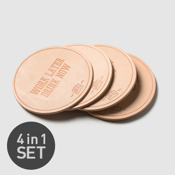 LEATHER COASTER 4 PACK (BEIGE)_CMOEUAC01UE2