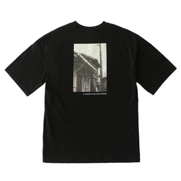 Back Printing Short Sleeve T-shirt 02_Black