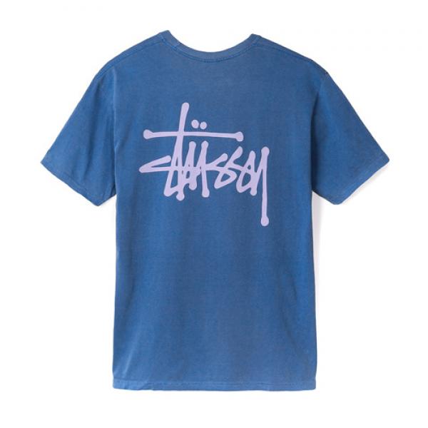 BASIC STUSSY PIG. DYED TEE-INDIGO