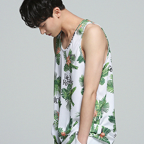 [ROMANTIC CROWN] TROPICAL LEAF SLEEVELESS_WHITE
