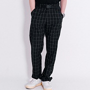 Window Pain Check Wide Slacks (Black)