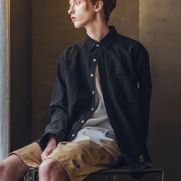 Unisex Classic Linen Shirt-Black