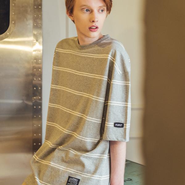 UNISEX Oversize Border Tee-Grey