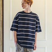 UNISEX Oversize Border Tee-Navy