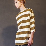 UNISEX Quarter Border Tee-Khaki