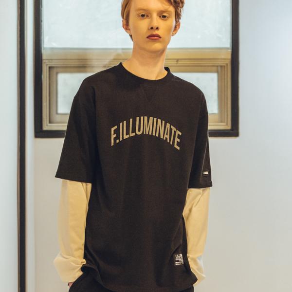 UNISEX Sleeve Layered Logo Tee-Black