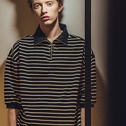 UNISEX Stripe Half Jip Up-Black