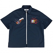 SUMMER BEACH ZIPPER-UP SHIRTS-NAVY