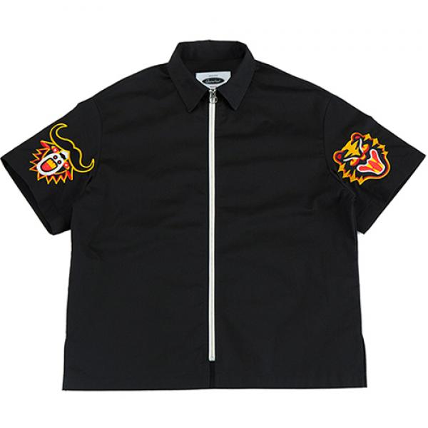 FIERCE ZIPPER-UP SHIRTS-BLACK