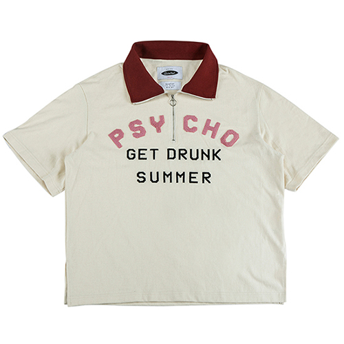 PSYCHO 2/1 ZIP-UP HI-NECK JERSEY-IVORY