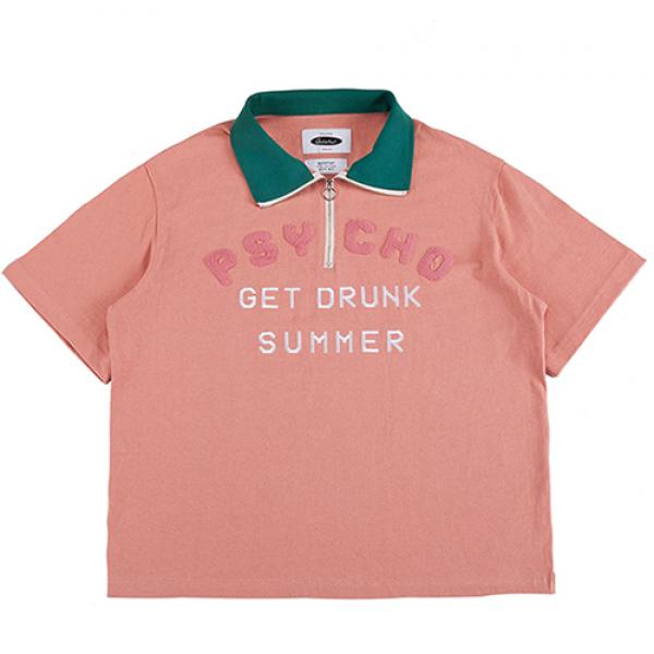 PSYCHO 2/1 ZIP-UP HI-NECK JERSEY-PINK