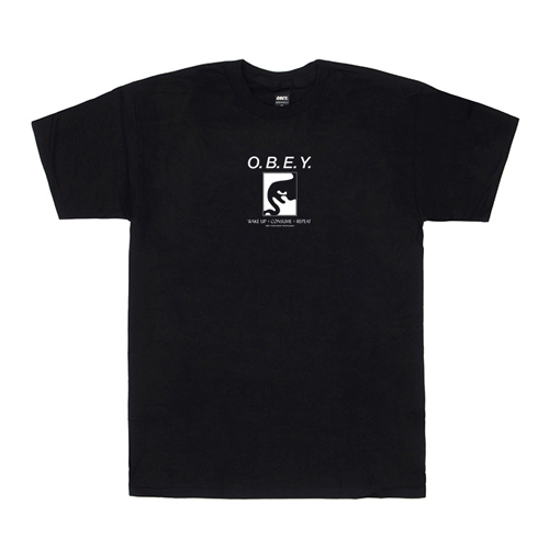 (163081487)WAKE UP CONSUME REPEAT TEE-BLK