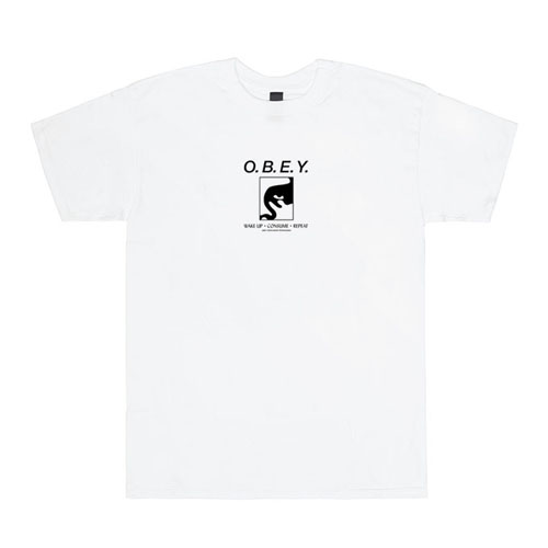 (163081487)WAKE UP CONSUME REPEAT TEE-WHT