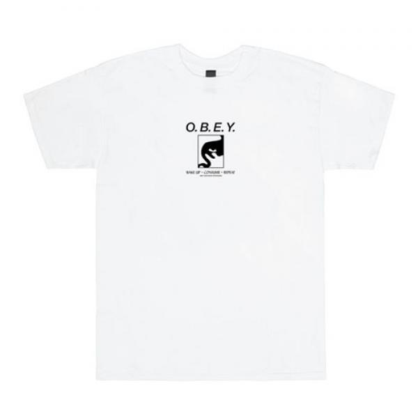 (163081487)WAKE UP CONSUME REPEAT TEE-WHT